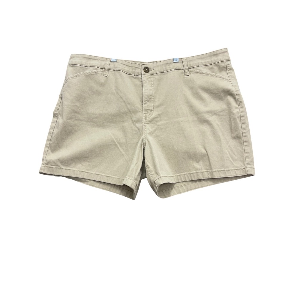St Johns Bay Womens Khaki Chino Shorts Size 20, 5 Inch Inseam Cotton Stretch
